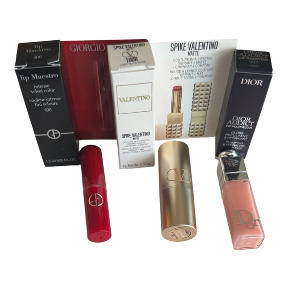 Dior Other - Luxury Lip Mini Bundle Dior Valentino Armani | Travel Size Lipstick & Gloss Set